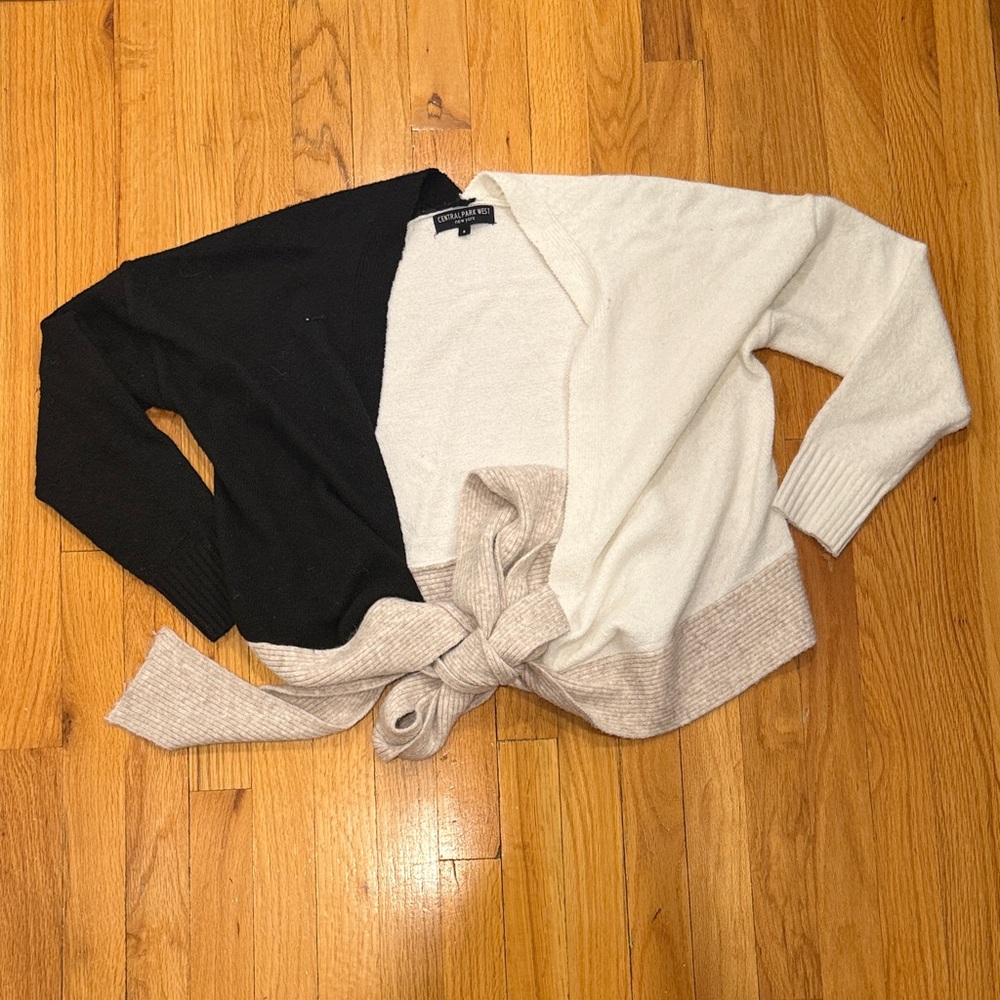 Central Park West Women’s Black and Cream Cardigan Size Small